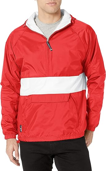Red and white windbreaker