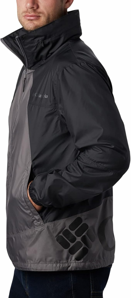 Grey and black windbreaker