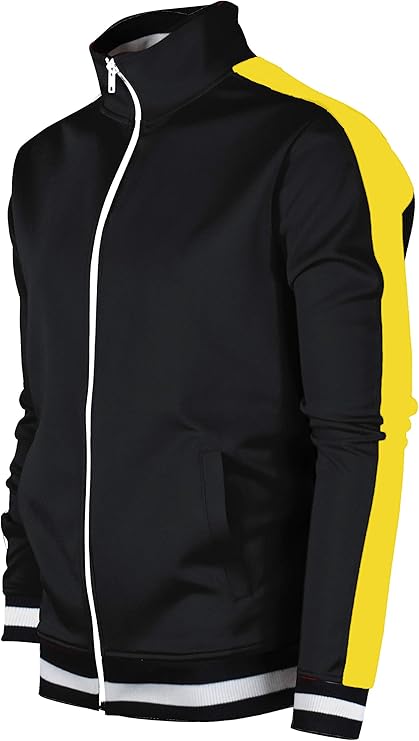 black and yellow windbreaker