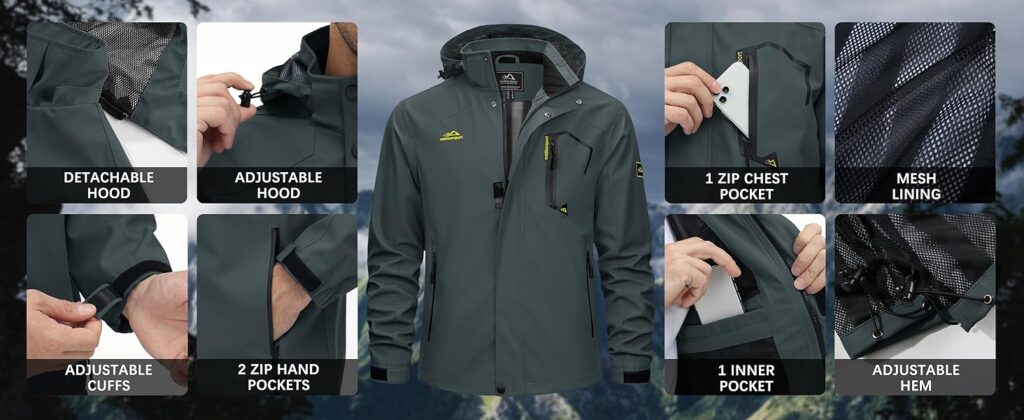 rain jacket with detachable hood